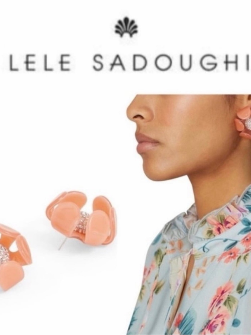 Lele Sadoughi Peach Petal Cluster Stud Earrings